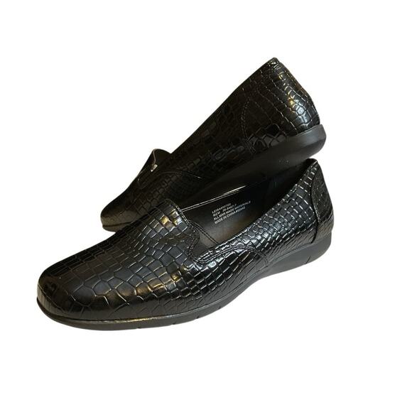 Comfort View Leisa Womens Flat Loafers 10.5M Black Croc Faux Patent Shoes - Picture 11 of 14